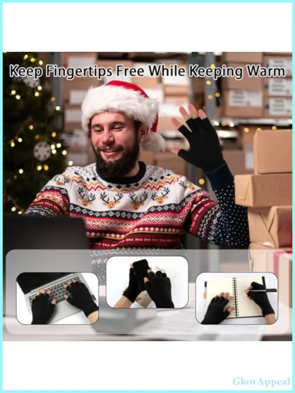 4 Pairs Fingerless Gloves Half Finger Unisex Acrylic Knit Winter Accessories